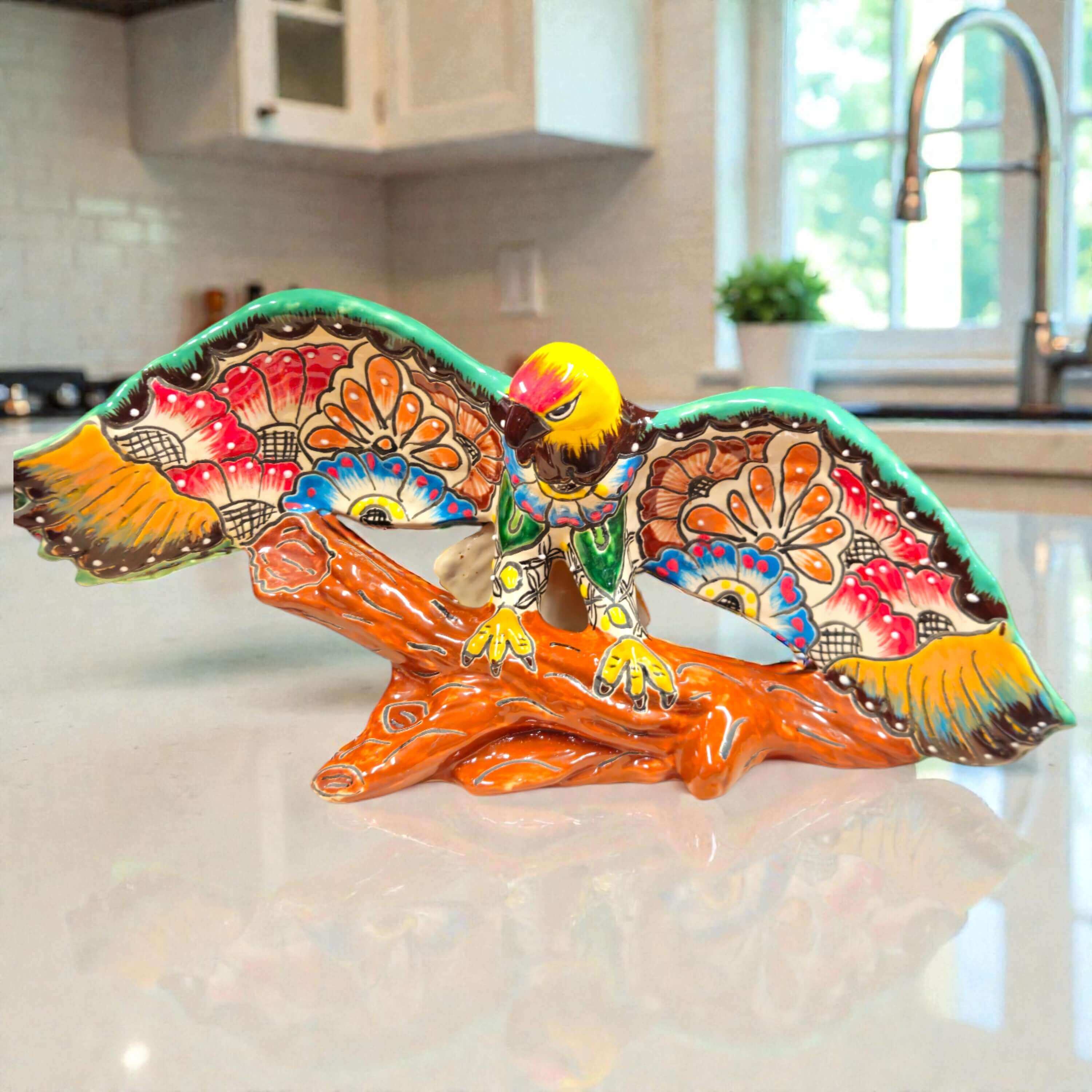 Majestic Talavera Eagle Figurine | Handmade Mexican Art