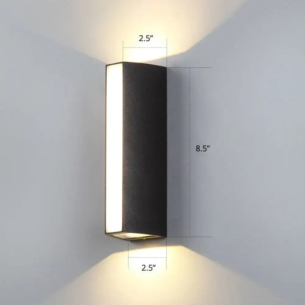 DecorBites™ Simple Style Matte Black Rectangle LED Wall Light Metallic Sconce Lamp - Outdoor Use