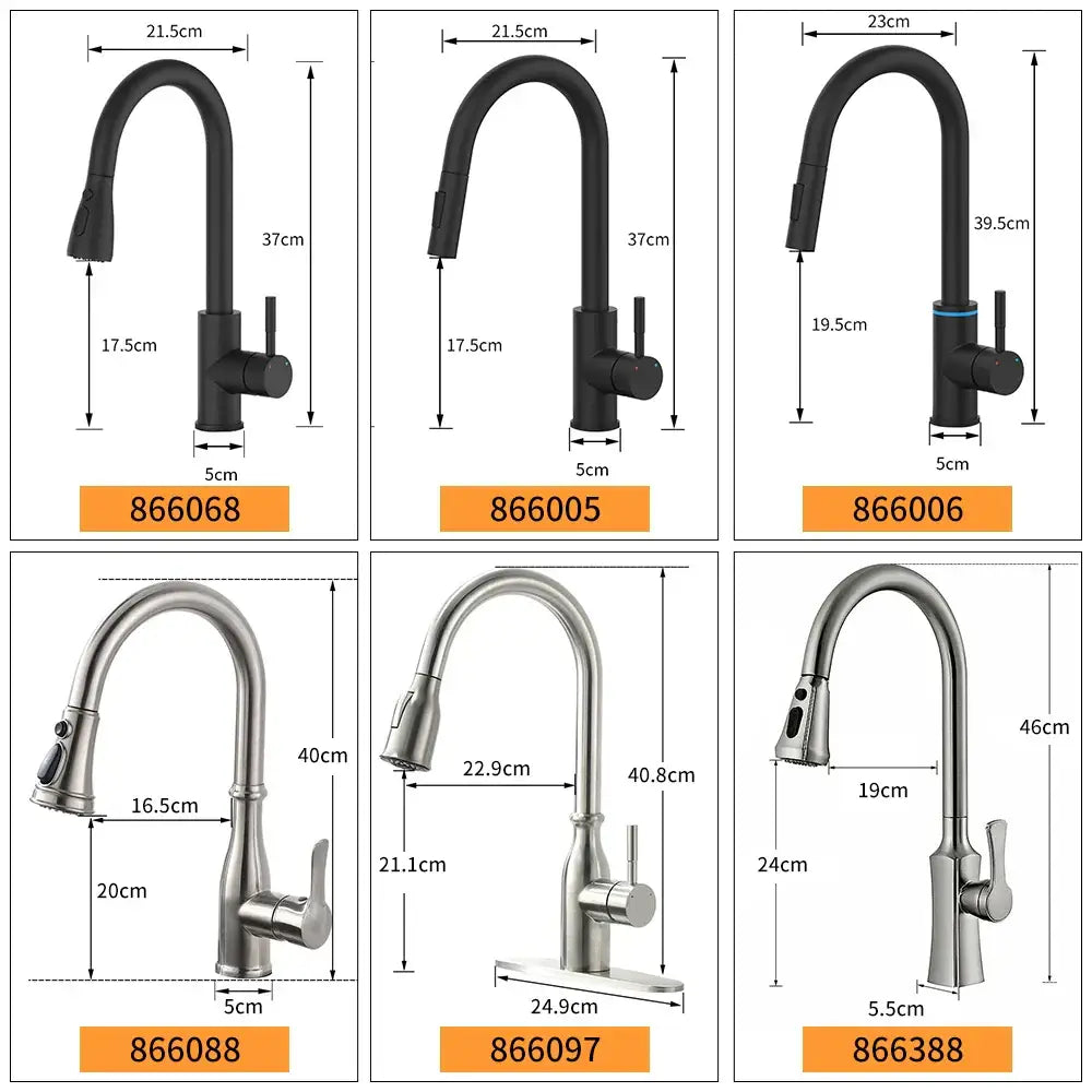 DecorBites™ Black Single Handle Pull Out Kitchen Faucet Swivel 360 Degree Water Mixer Tap