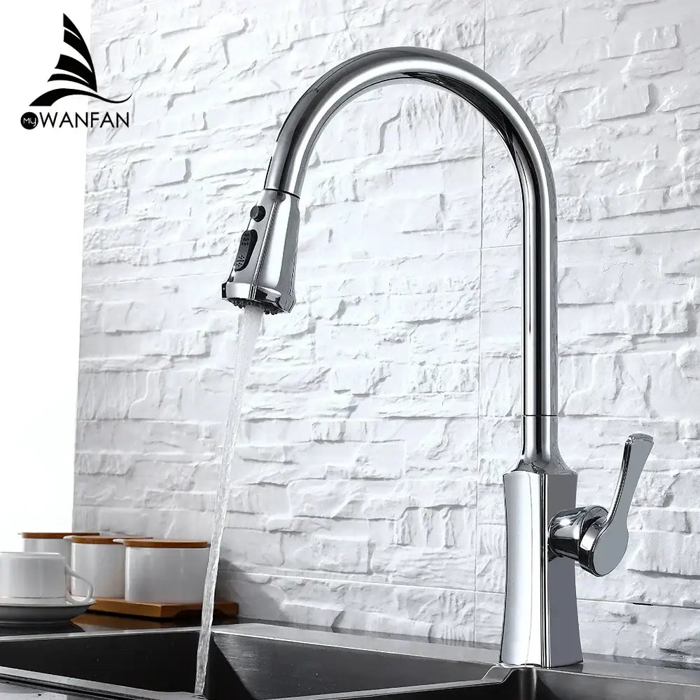 DecorBites™ Black Single Handle Pull Out Kitchen Faucet Swivel 360 Degree Water Mixer Tap