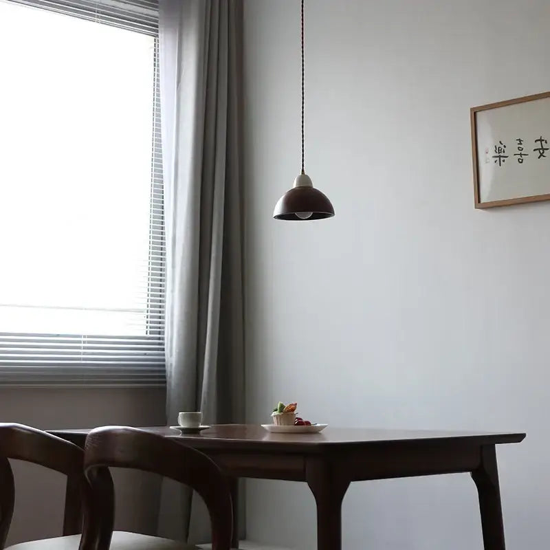Matte brown and copper ceramic walnut pendant light kitchen lamp