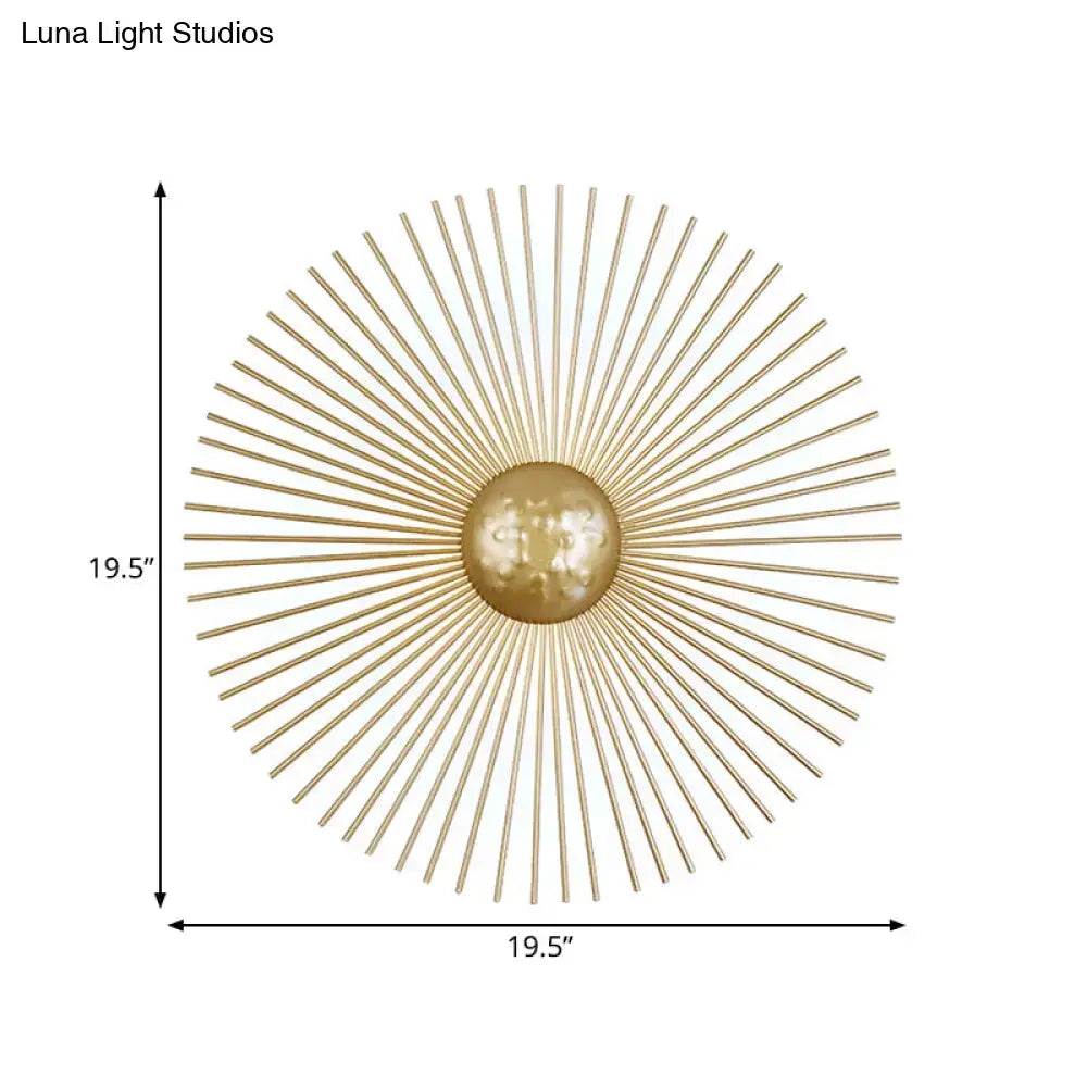 Mid century brass sunburst sconce light living room wall fixture