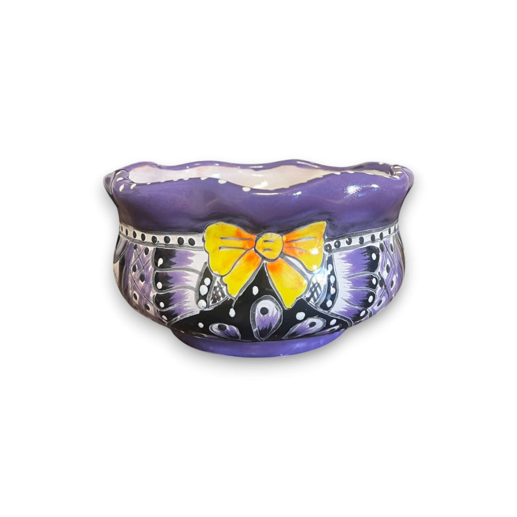 Mini Talavera Flower Pot | Wavy Rim Mexican Ceramic Planter