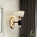 DecorBites™ Minimalist Black & Gold Crystal Block Wall Sconce – Half-Light Bowl Lamp