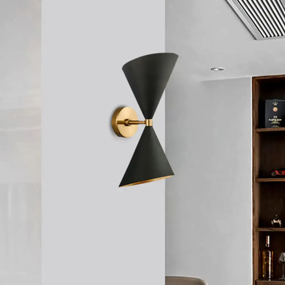 DecorBites™ Minimalist Dual Cone Metal Wall Light with 2 bulbs - Black