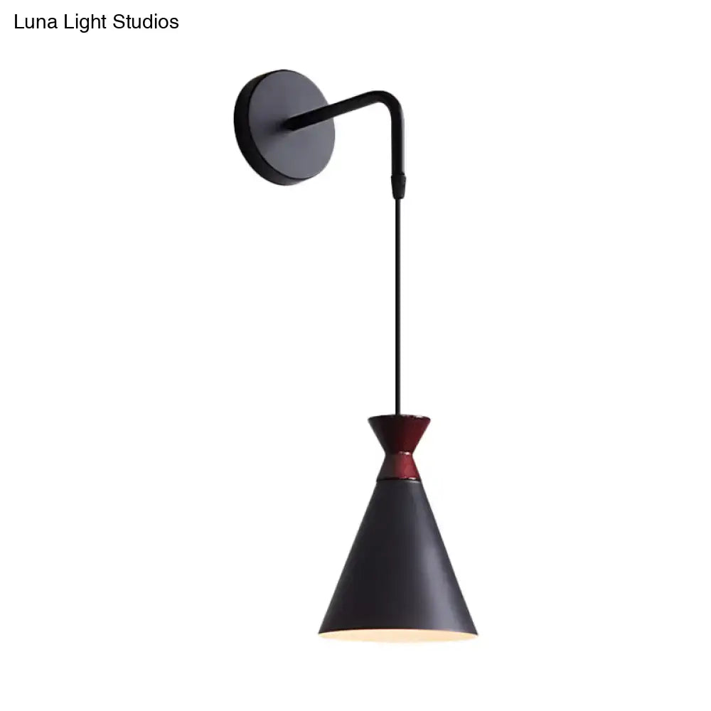 DecorBites™ Minimalist Iron Wall Sconce with Conical Design - 1 Head, Black/Grey/White, Wall Mount