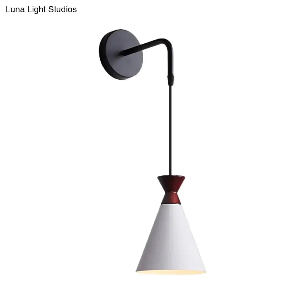 DecorBites™ Minimalist Iron Wall Sconce with Conical Design - 1 Head, Black/Grey/White, Wall Mount