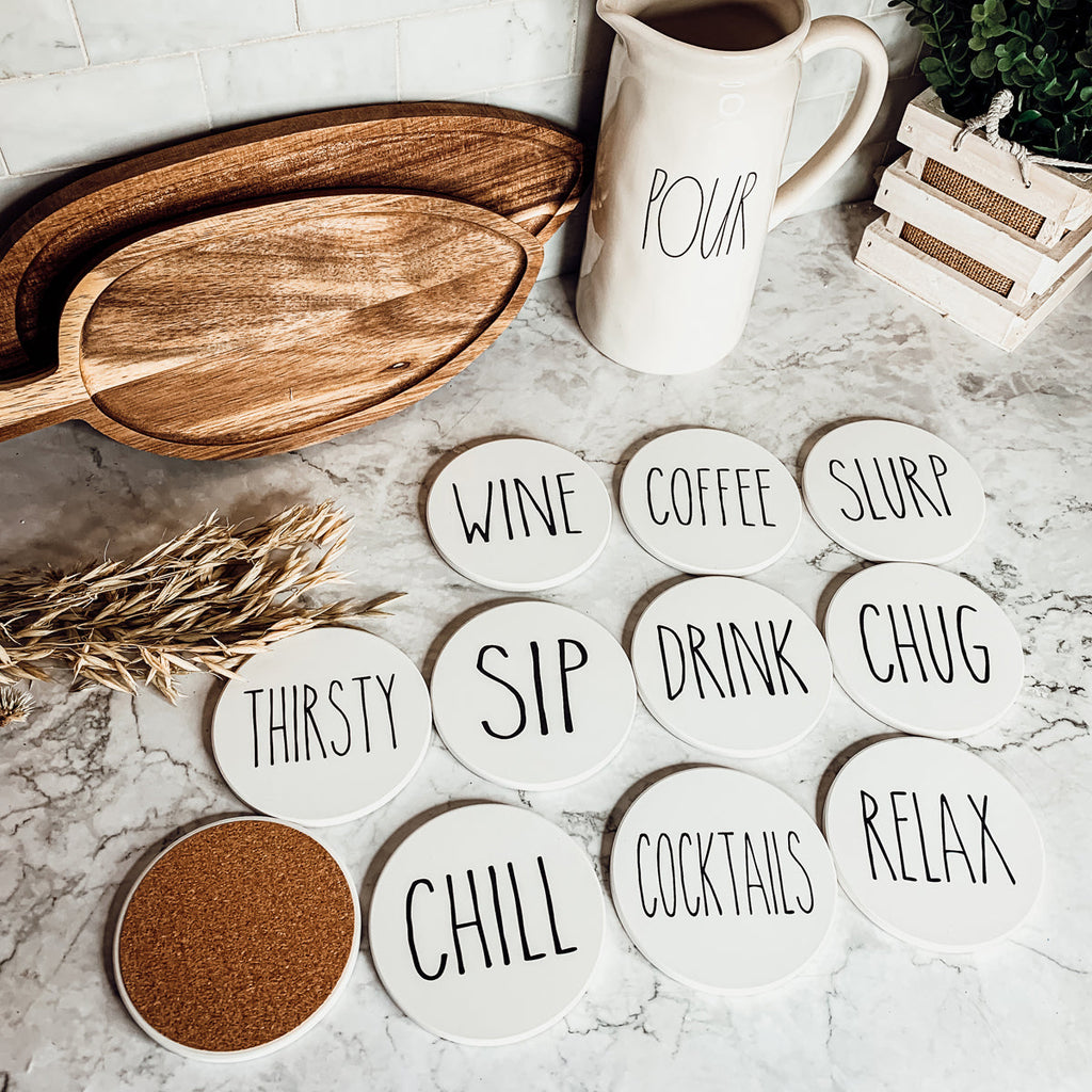 Minimalist Coasters Set - Modern Absorbent Drink Coasters for Home Decor