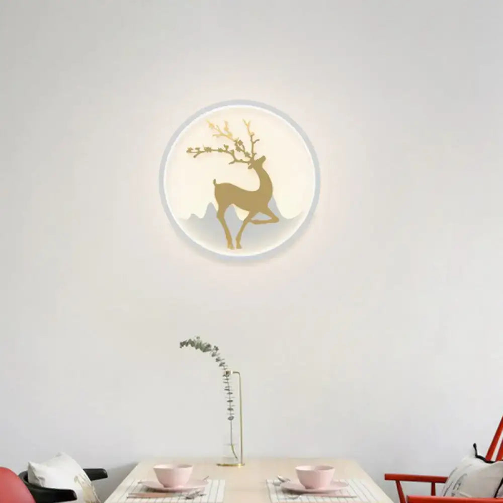 Minimalist gold deer ring led wall sconce bedroom 10 inch fixture
