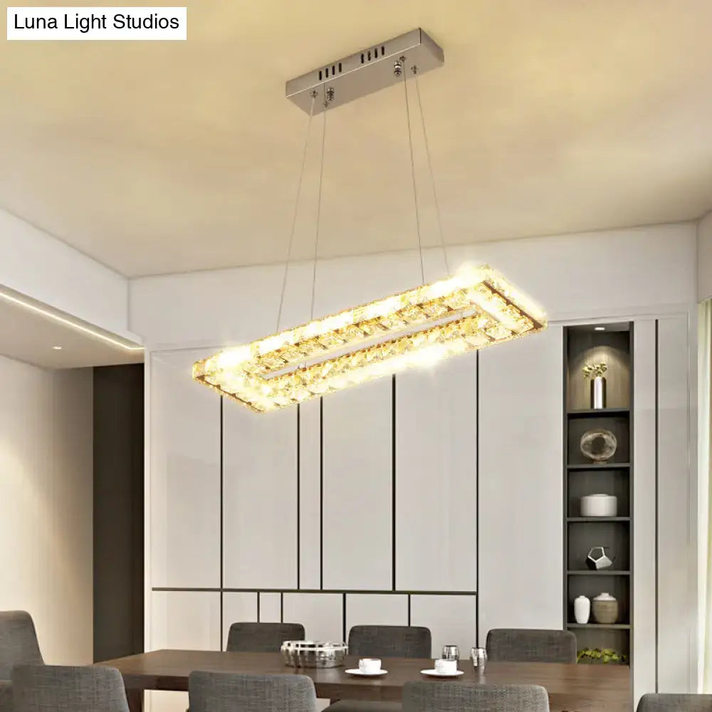 Minimalist gold rectangular led island pendant light dining room