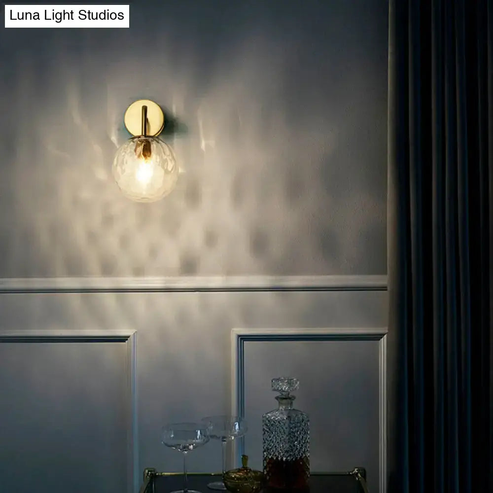 DecorBites™ Minimalist Rippled Glass Sphere Wall Lamp with Gold Sconce Lighting