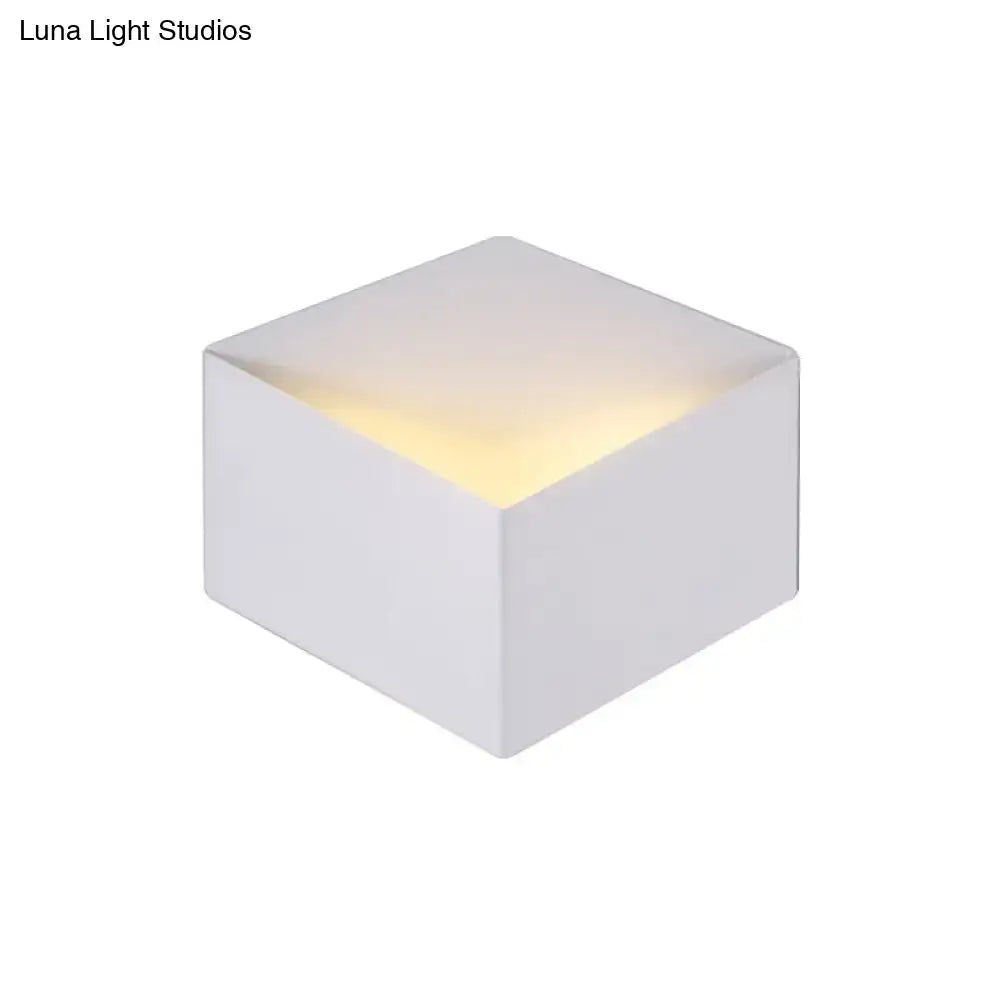 DecorBites™ Minimalist Metallic Geometric Wall Mount Light: Cubic Shape, 1/2-Light White Wall Lamp for Corridor