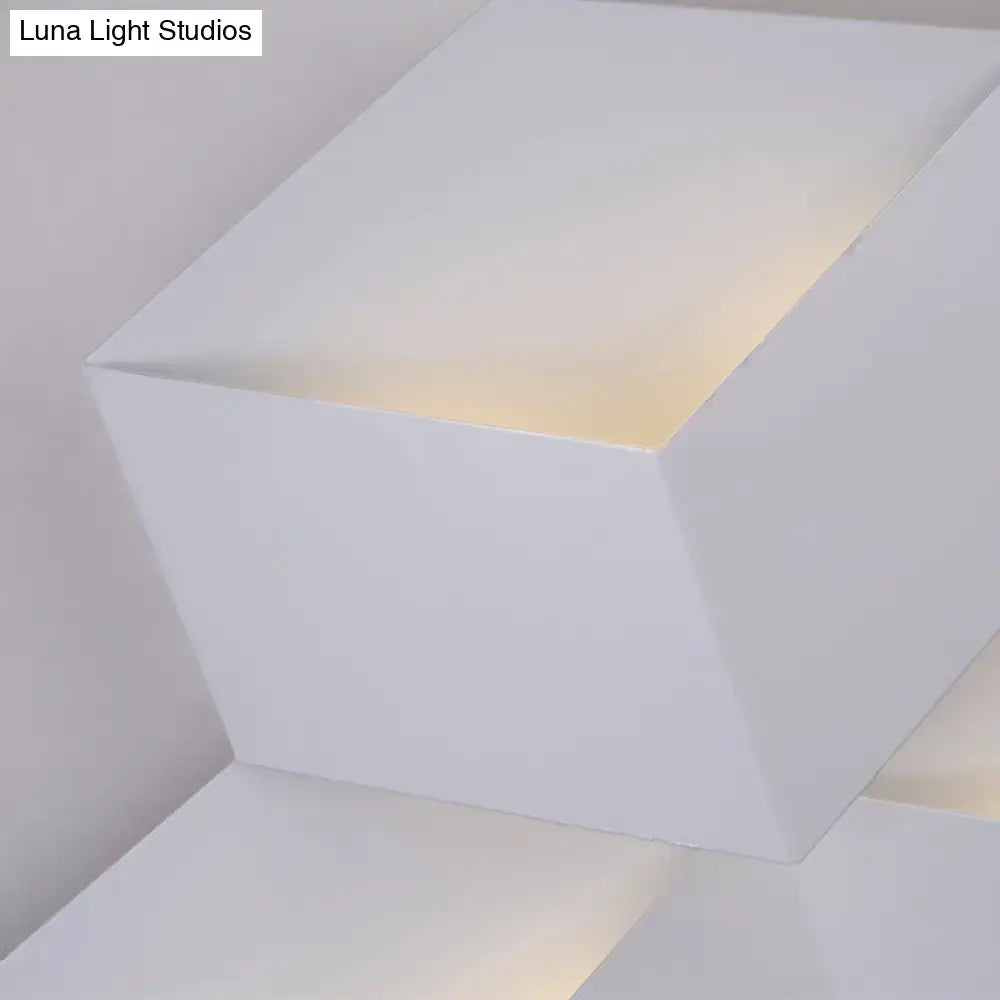 DecorBites™ Minimalist Metallic Geometric Wall Mount Light: Cubic Shape, 1/2-Light White Wall Lamp for Corridor