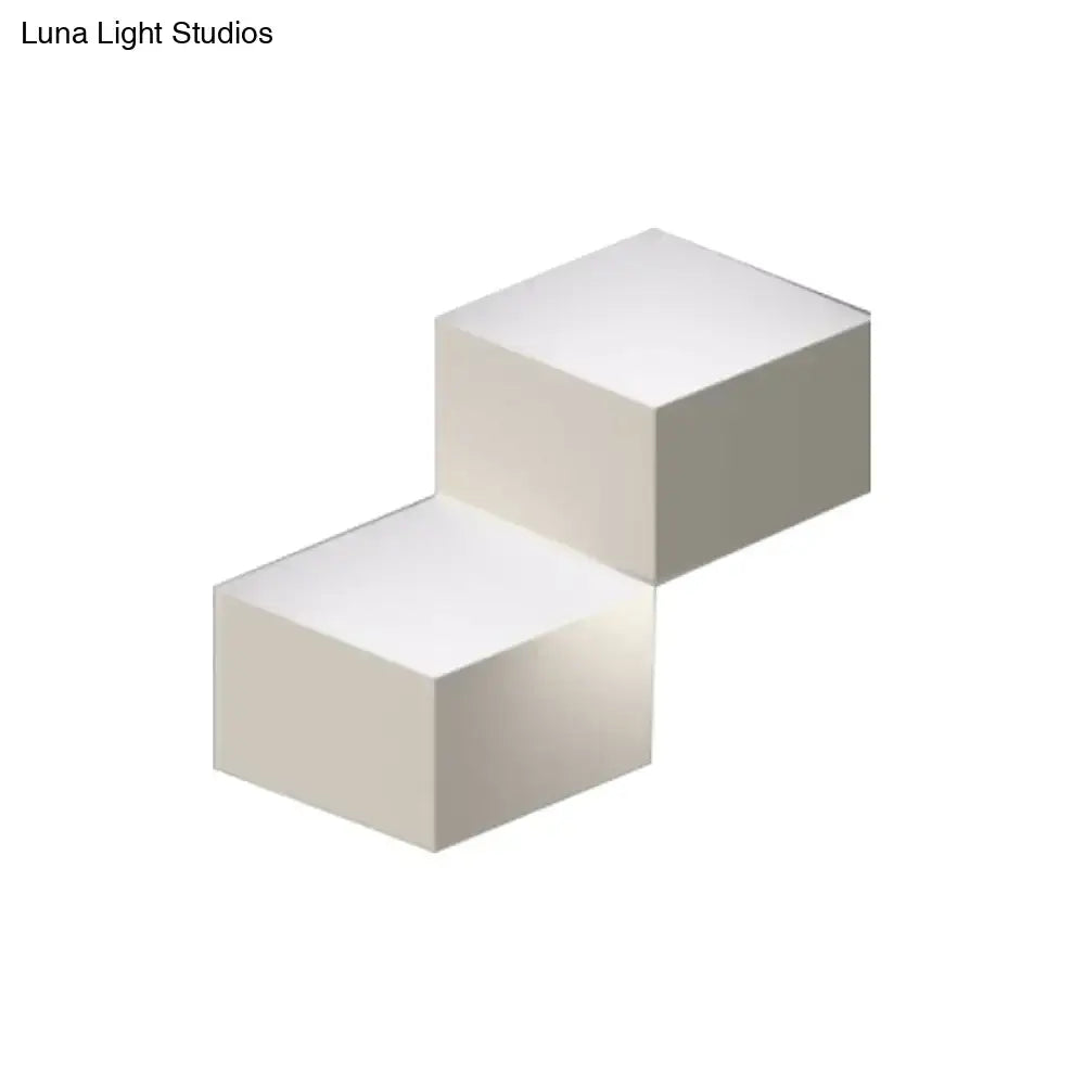 DecorBites™ Minimalist Metallic Geometric Wall Mount Light: Cubic Shape, 1/2-Light White Wall Lamp for Corridor