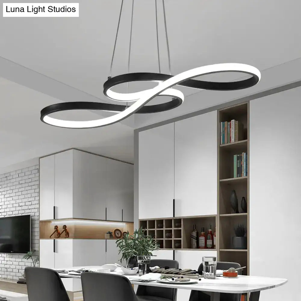 Minimalistic led infinity pendant light black & white dining room