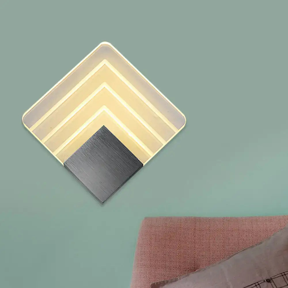 Modern aged silver & black square led wall sconce bedroom light