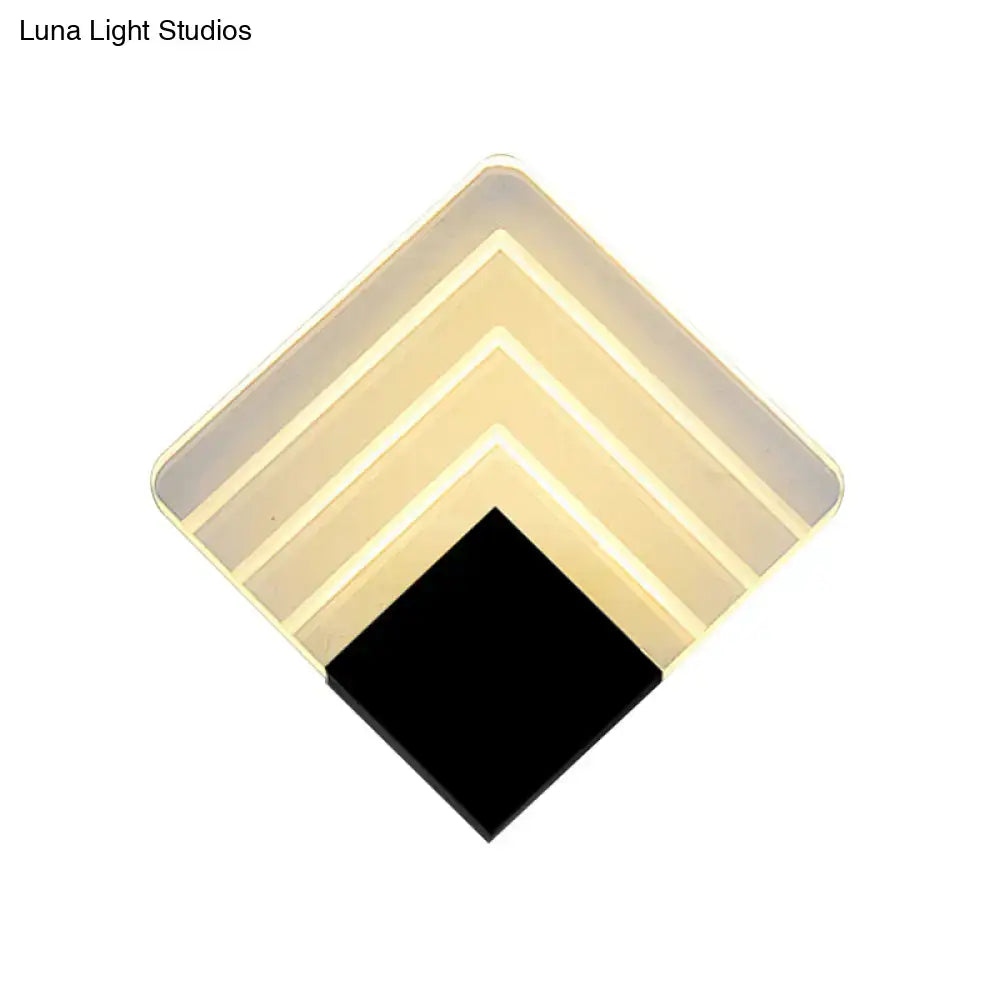 Modern aged silver & black square led wall sconce bedroom light