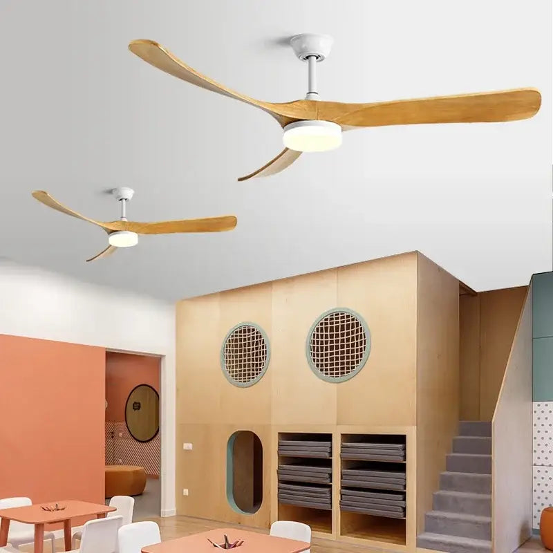 Modern black and dark brown wooden ceiling fan living room light