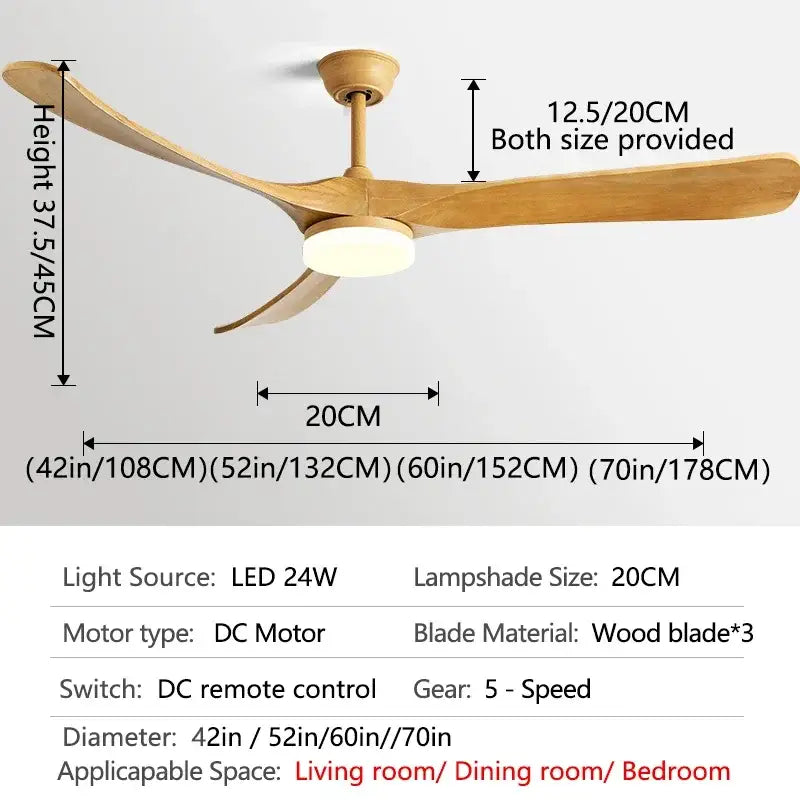 Modern black and dark brown wooden ceiling fan living room light
