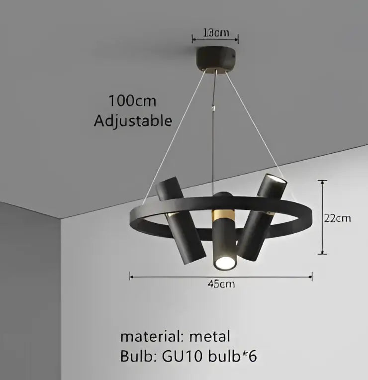 DecorBites™ Black Ring LED Pendant Light for Living Room Dining Kitchen Bar