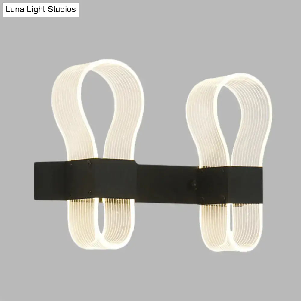 Modern black arc ring sconce wall lamp bedroom led light