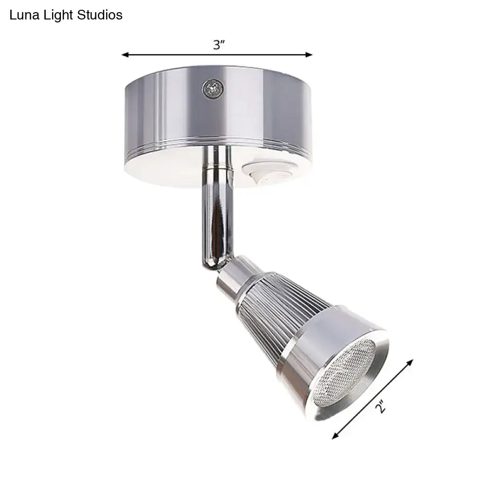 DecorBites™ Modern Bell Wall Light: Rotatable Metal LED Sconce in Black/Chrome - With/Without Switch