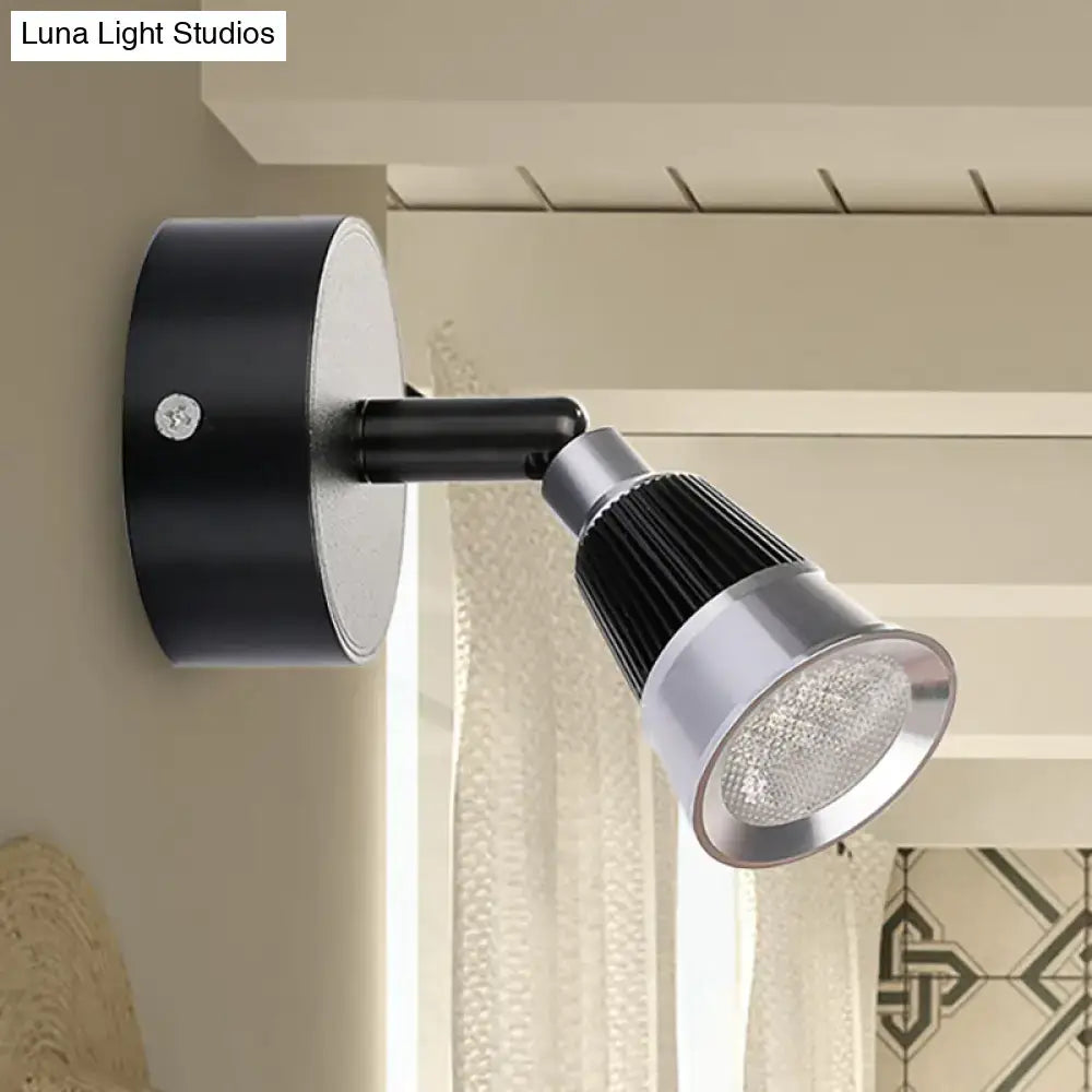 DecorBites™ Modern Bell Wall Light: Rotatable Metal LED Sconce in Black/Chrome - With/Without Switch