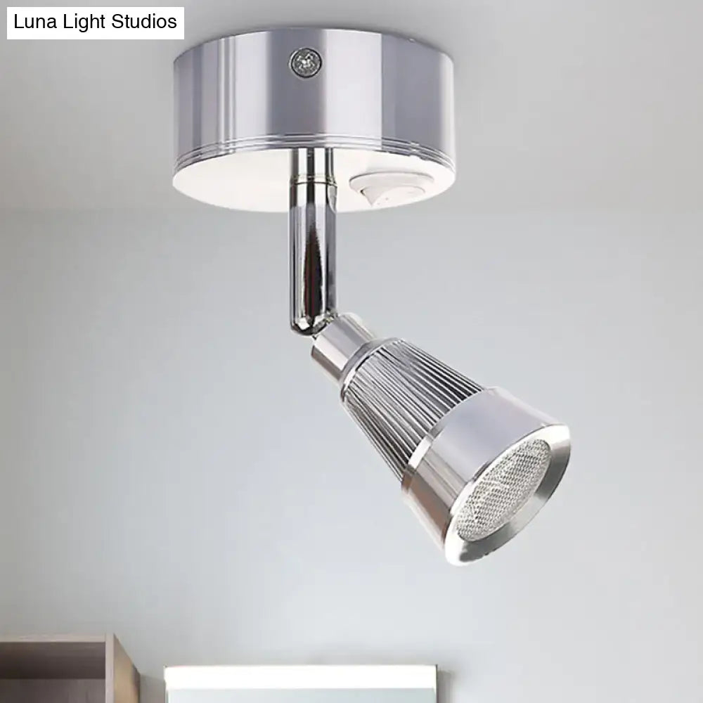 DecorBites™ Modern Bell Wall Light: Rotatable Metal LED Sconce in Black/Chrome - With/Without Switch