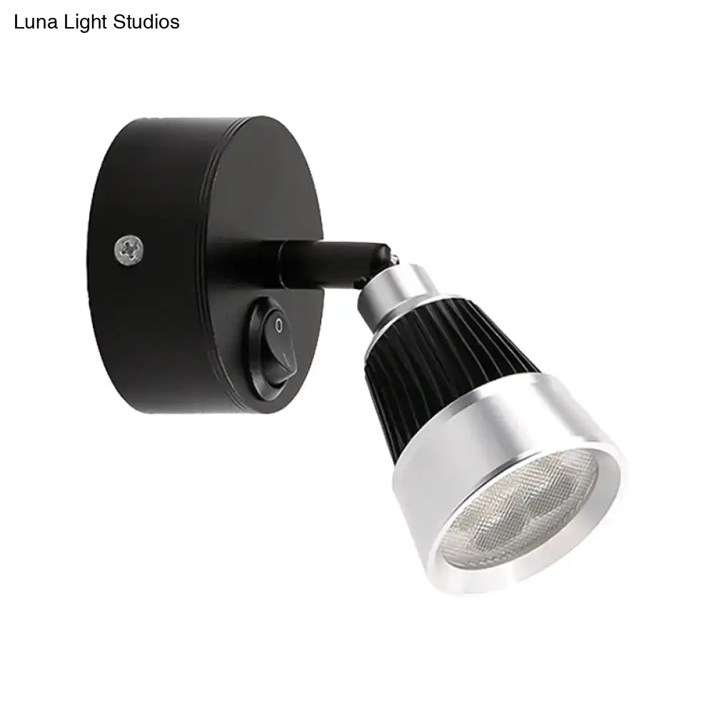 DecorBites™ Modern Bell Wall Light: Rotatable Metal LED Sconce in Black/Chrome - With/Without Switch