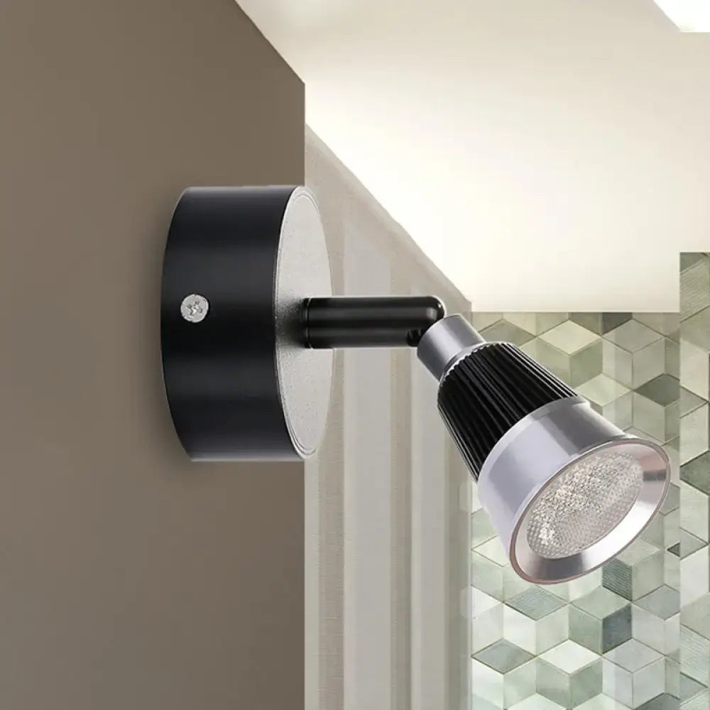 DecorBites™ Modern Bell Wall Light: Rotatable Metal LED Sconce in Black/Chrome - With/Without Switch