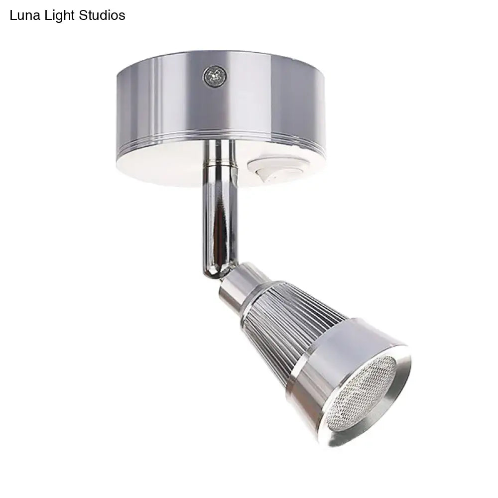 DecorBites™ Modern Bell Wall Light: Rotatable Metal LED Sconce in Black/Chrome - With/Without Switch
