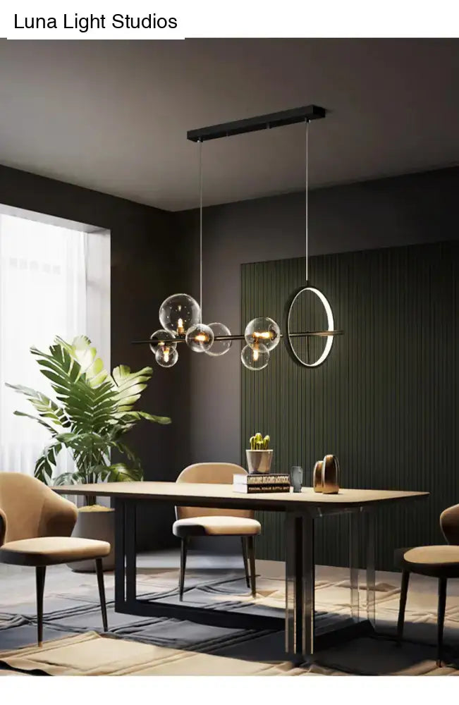 DecorBites™ Contemporary Black Glass Pendant Lighting for Dining Table - Island Ceiling Light