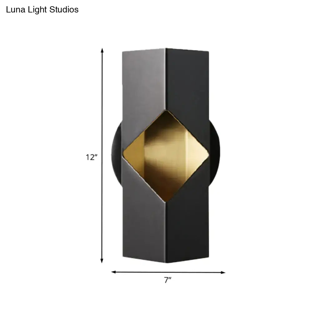 Modern black & gold geometric led sconce bedroom iron shade fixture