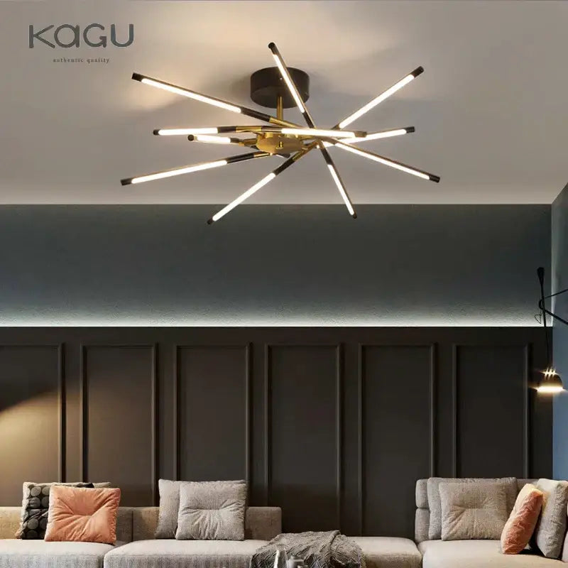 Modern black & gold led ceiling chandelier living room light