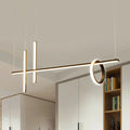 DecorBites™ Modern Black Linear Island LED Pendant Light with Dual Lines and Ring