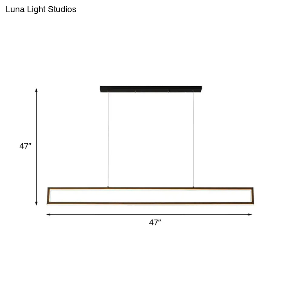 Modern black & gold rectangular led pendant light dining room 110v-120v