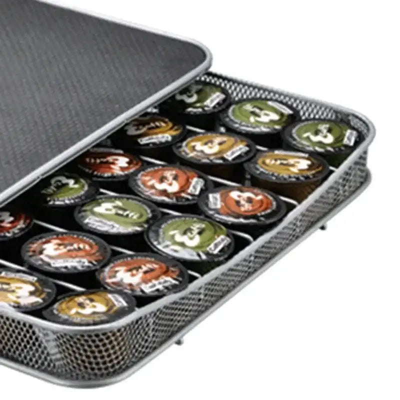 Modern black mesh capsule holder – kitchen coffee pod organizer