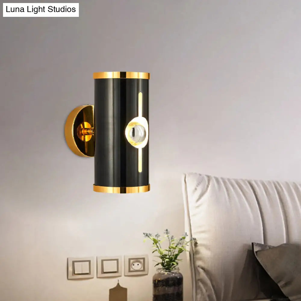 DecorBites™ Modern Black Metal Cylinder Wall Sconce - 1 Head, Up and Down Lighting