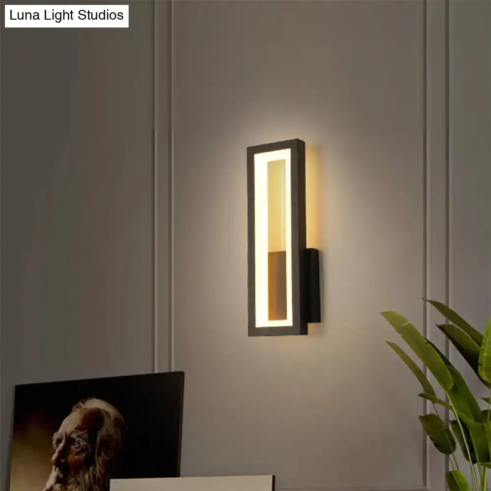 Modern black minimalist led wall sconce – foyer rectangular light