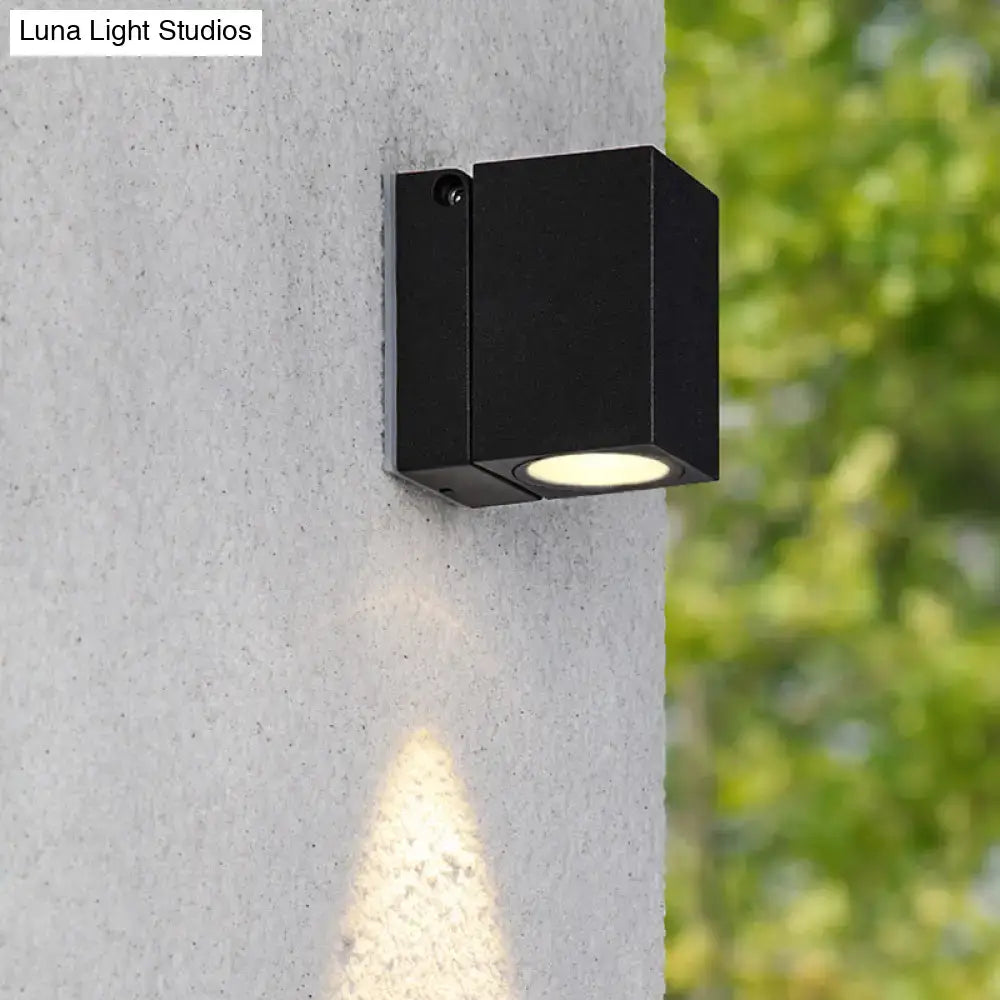 Modern black rectangular mini led wall sconce patio light