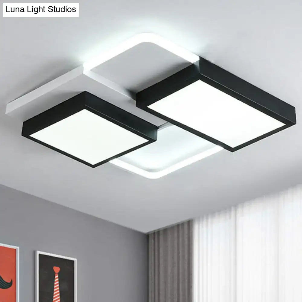 Modern black splicing led flush ceiling light for living room