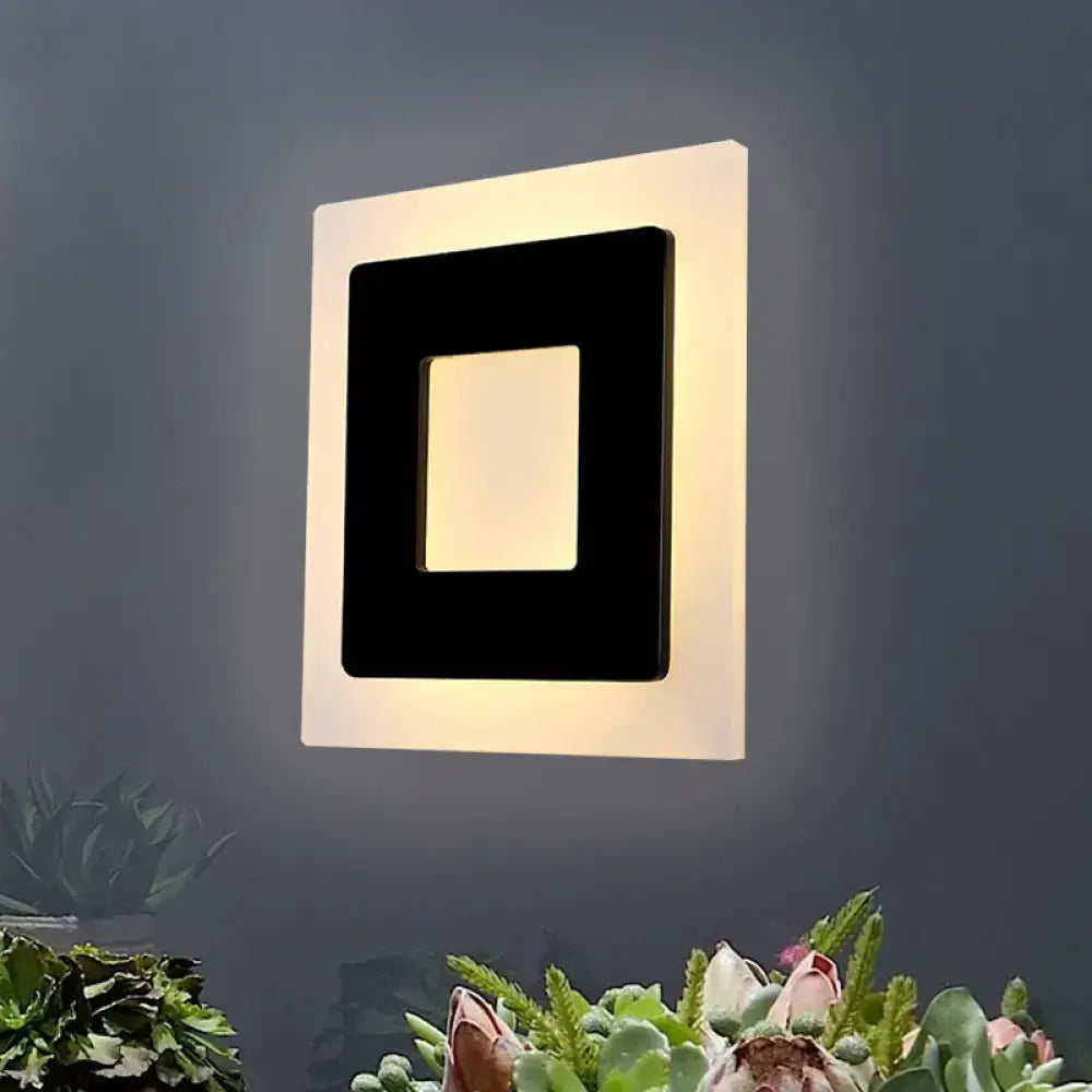 Modern black square sconce light bedroom warm light