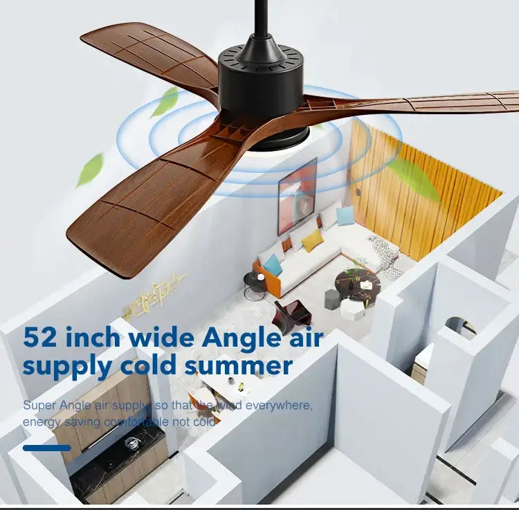 DecorBites™ Black Walnut Grain Ceiling Fan with LED Light & Remote Control