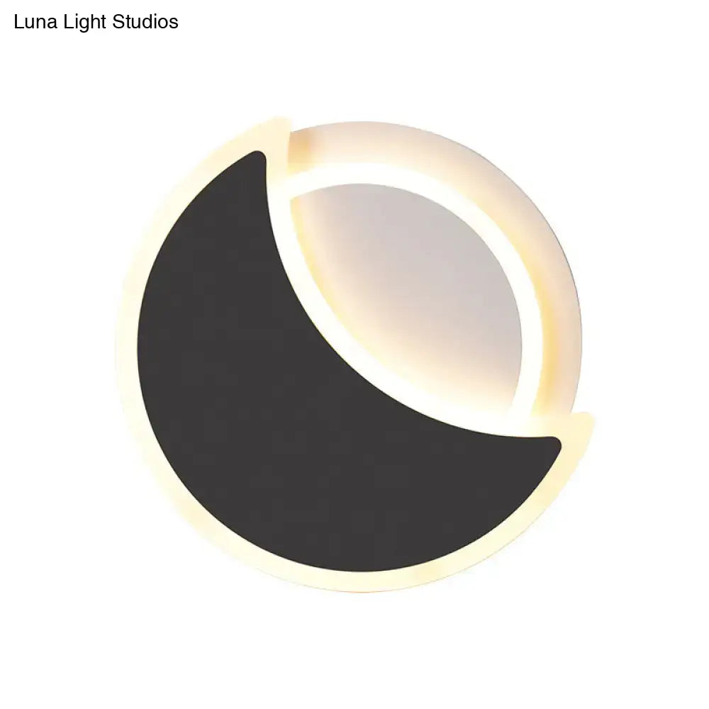 Modern black & white acrylic eclipse wall sconce bedroom light