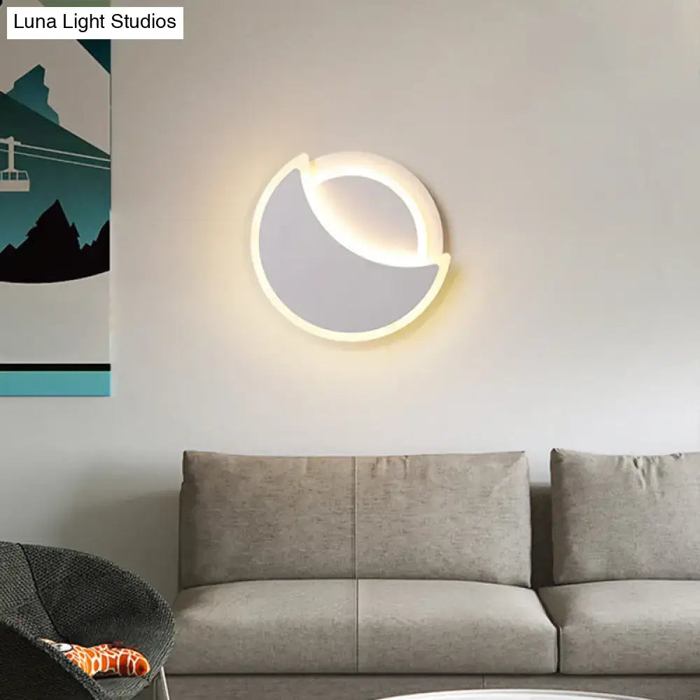 Modern black & white acrylic eclipse wall sconce bedroom light