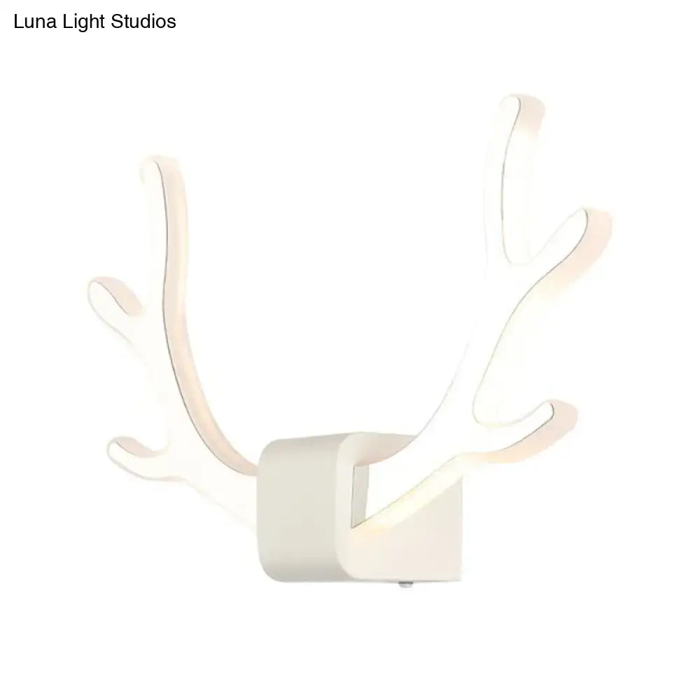 DecorBites™ Modern Acrylic Antlers Wall Sconce Lamp: Black/White LED, Pull Chain, Warm/White Light