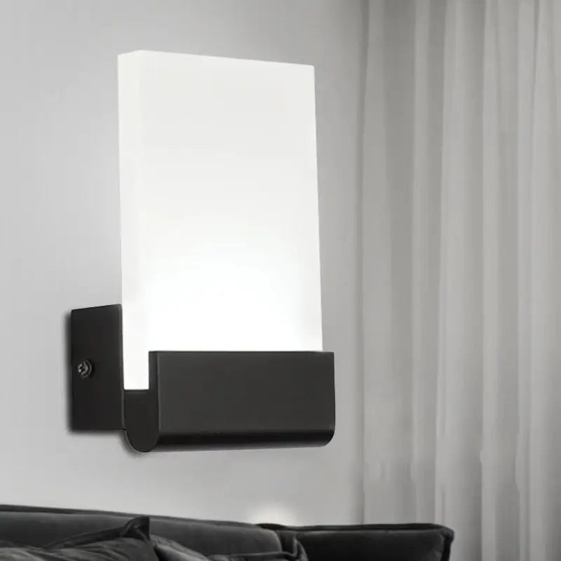 Modern black & white cuboid design led sconce – bedroom wall light