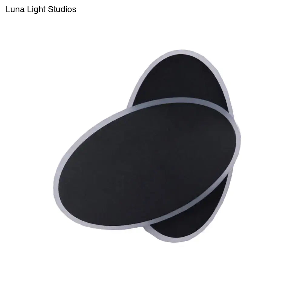 Modern black & white double oval wall sconce lamp bedroom light