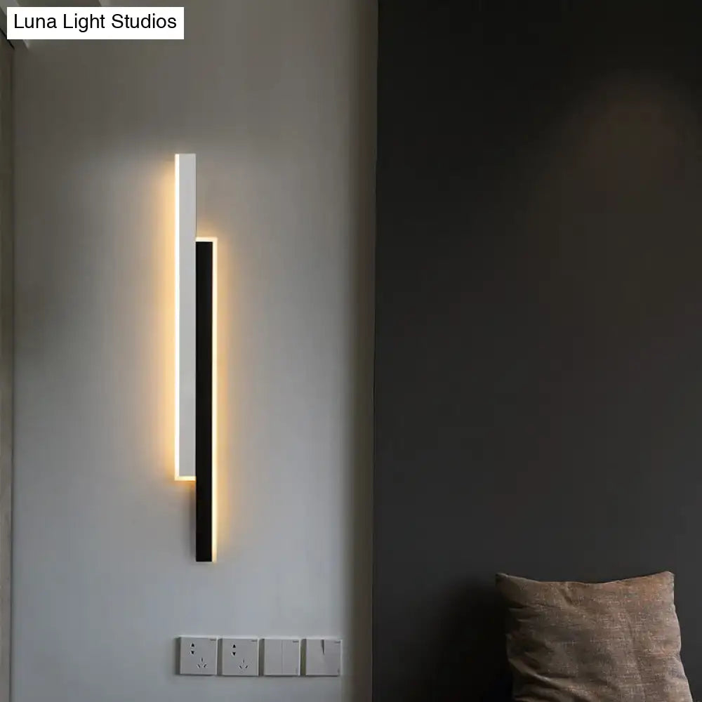 Modern black & white linear led wall light for corridor