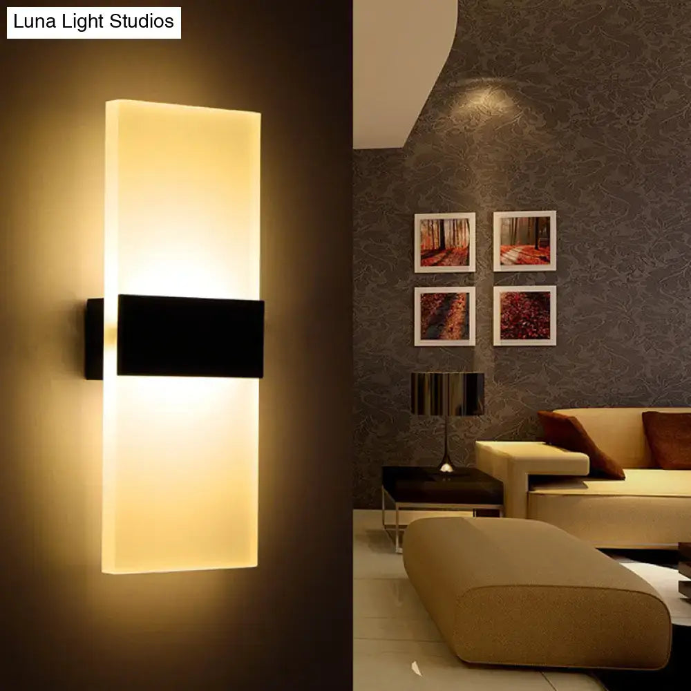 Modern black white rectangular led sconce – living room wall lamp